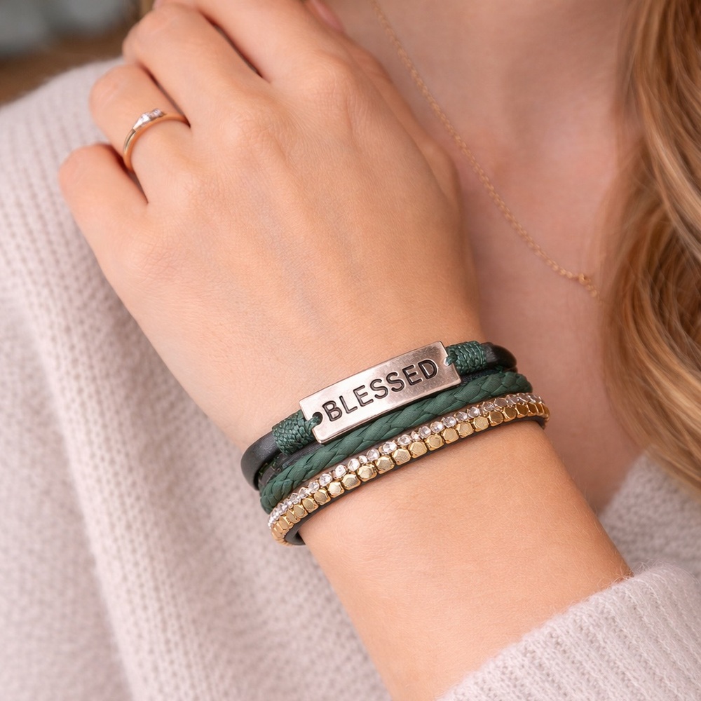 Pomina “Blessed” Green Multi-Strand Magnetic Bracelet (BR1010/2)